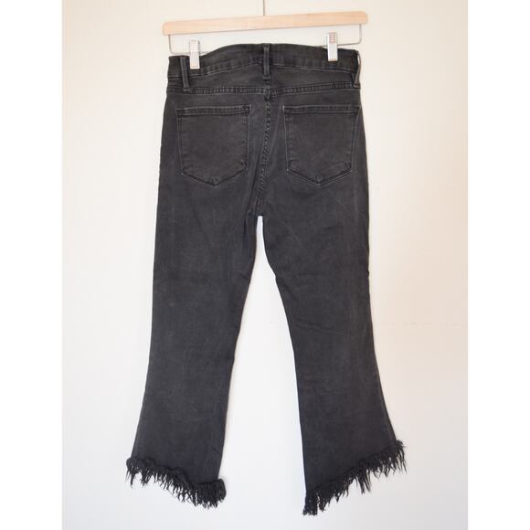 Frame Le Crop Mini Boot Jeans Faded Black Frayed Hem Size 27 - Picture 5 of 7
